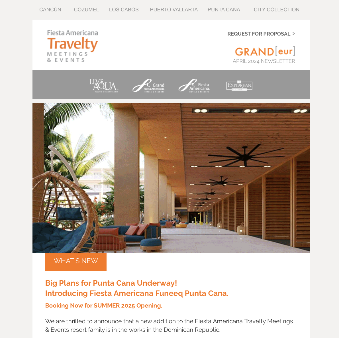Fiesta Americana Travelty Meetings and Events April 2024 Newsletter